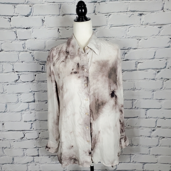 Aritzia Tops - Wilfred Le Fou Celestine Silk Toe Dye Button Down Shirt